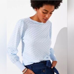LOFT Light Blue Textured Long Sleeve Top